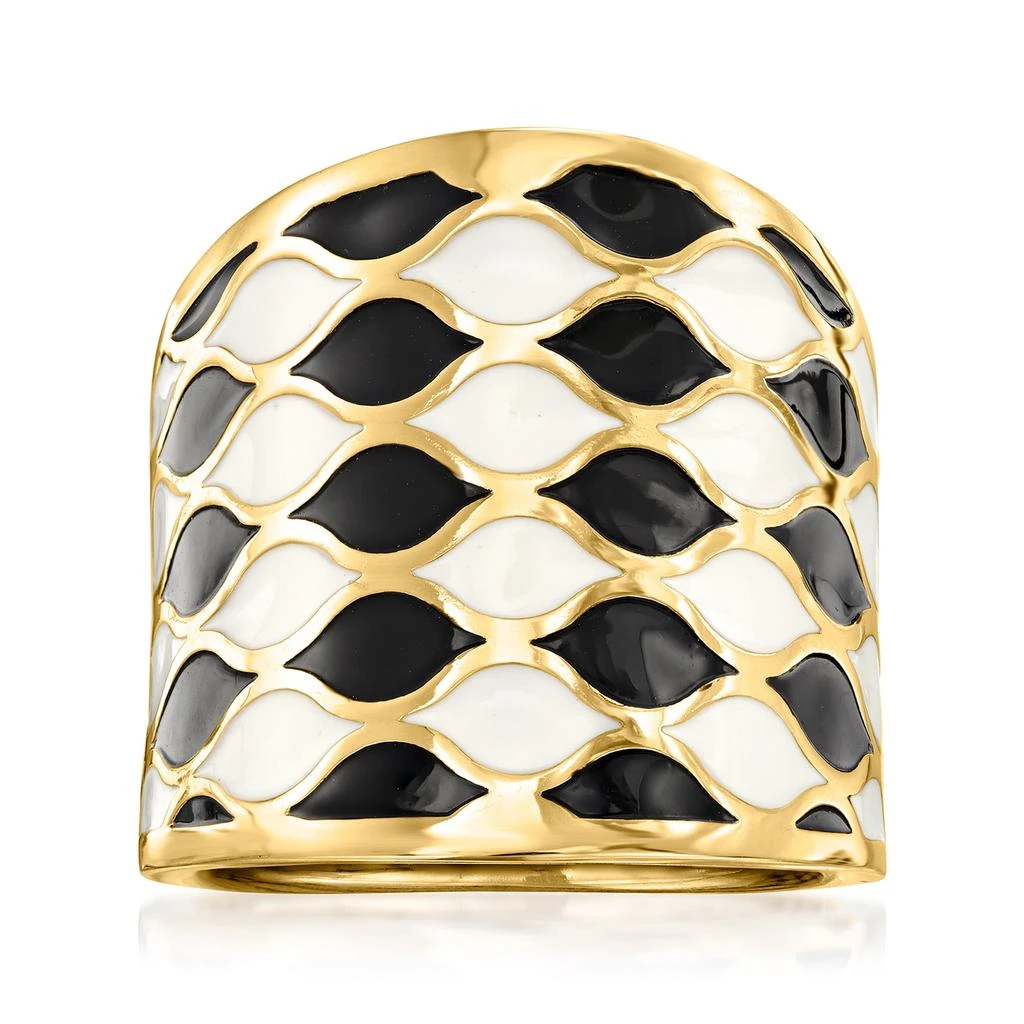 商品Ross-Simons|Ross-Simons Italian Black and White Enamel Ring in 14kt Yellow Gold,价格¥3009,第1张图片