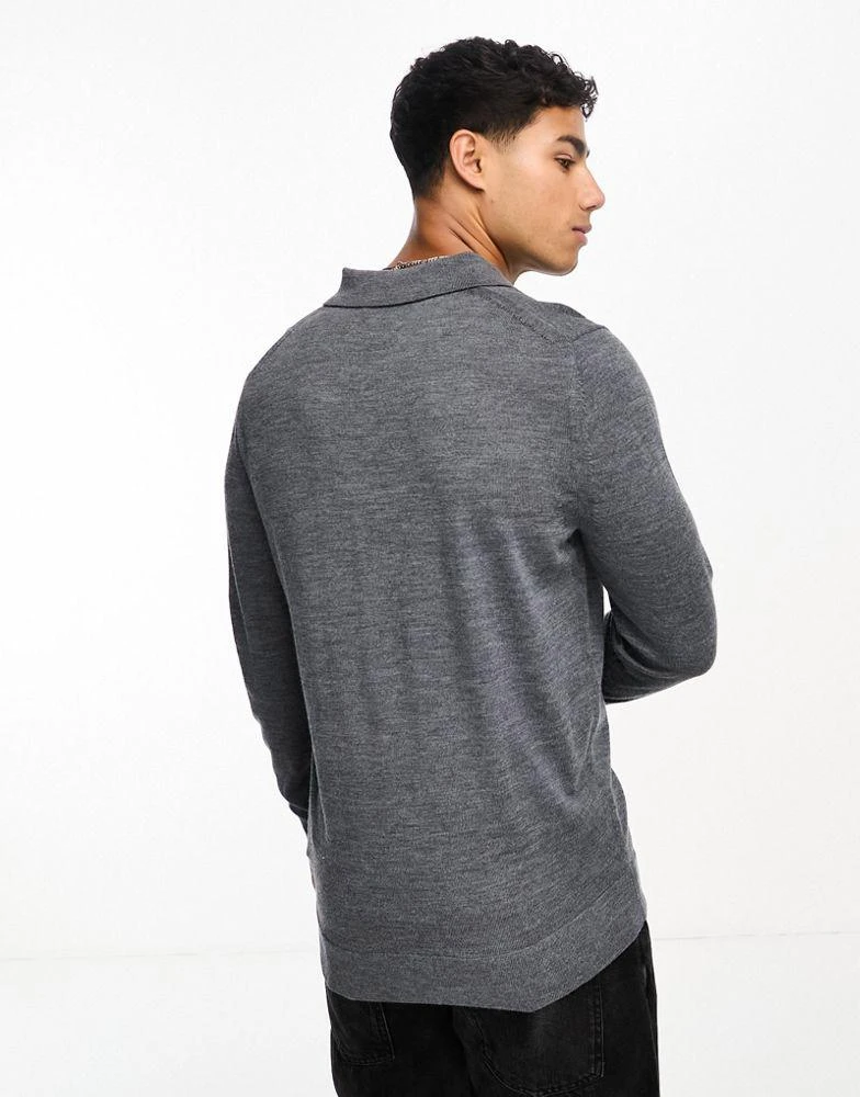 商品Calvin Klein|Calvin Klein merino polo jumper in grey,价格¥1368,第4张图片详细描述