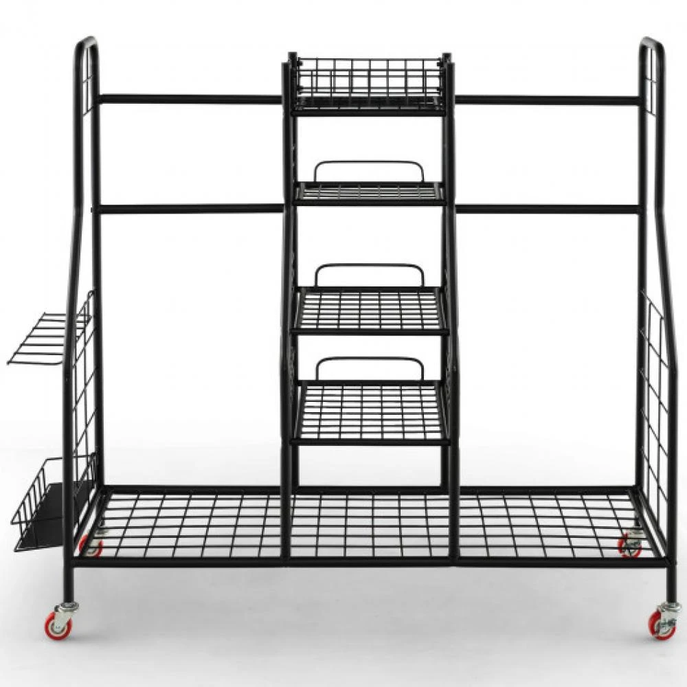 商品Hivvago|Double Golf Bag Rack with Removable Golf Club Stand and Wheels-Black,价格¥745,第4张图片详细描述