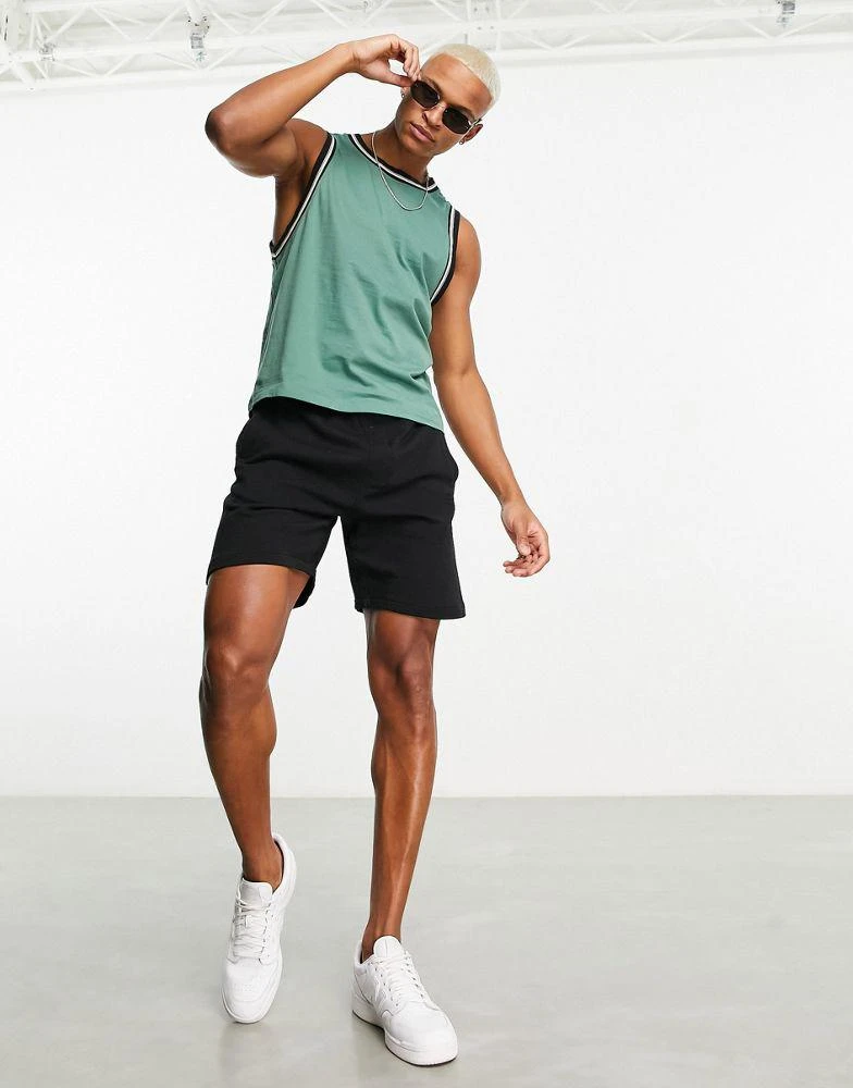 商品ASOS|ASOS DESIGN relaxed baseball vest in green with contrast taping,价格¥138,第1张图片