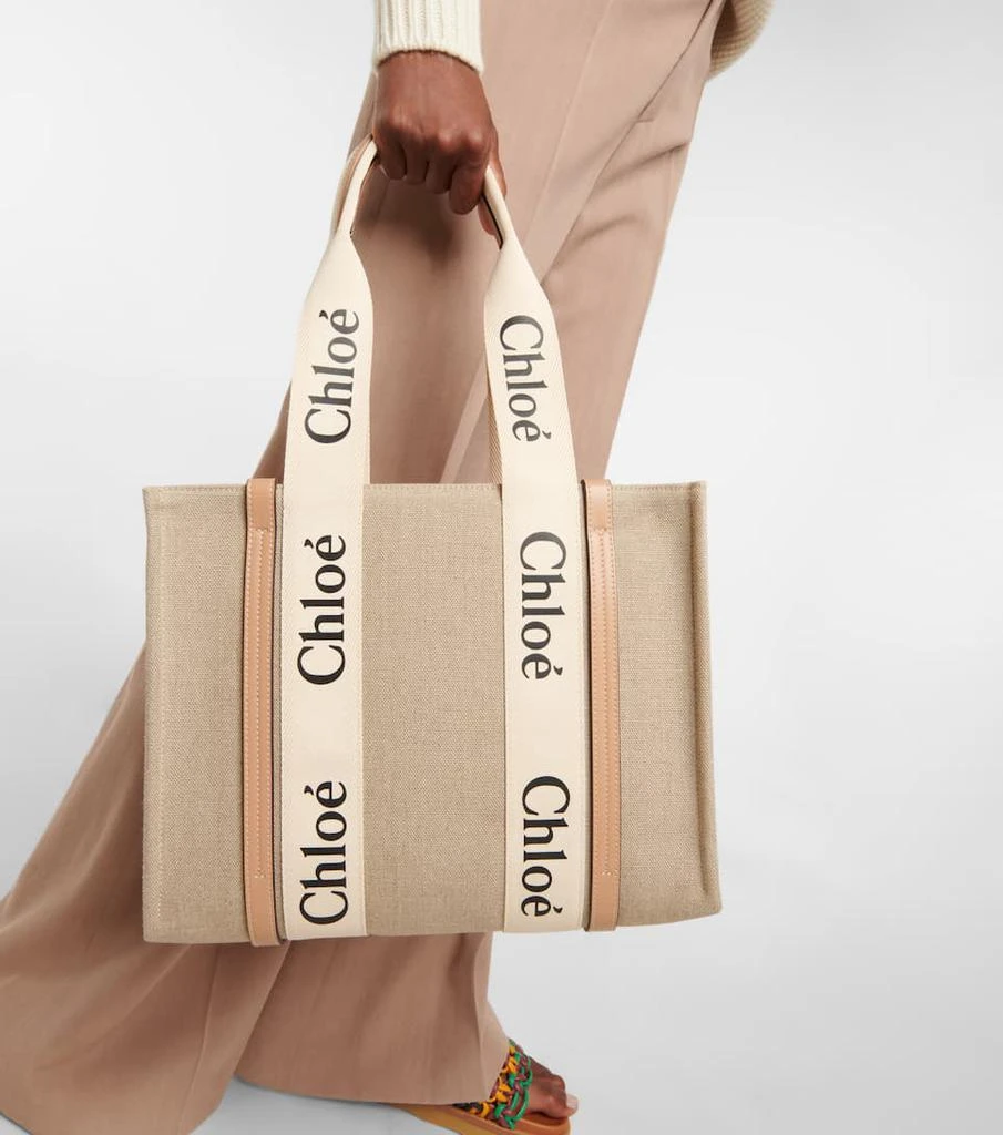 商品Chloé|Woody M号帆布托特包,价格¥8528,第2张图片详细描述