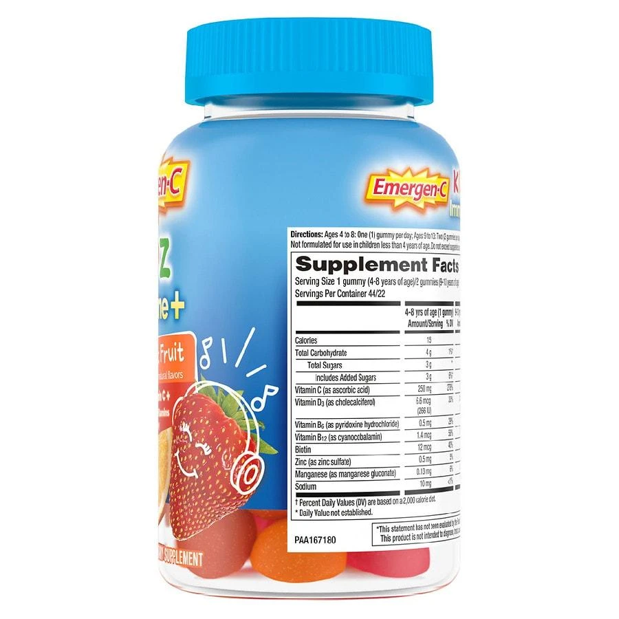 商品Emergen-C|Kids Immune+ Support Supplement Gummies Fun-tastic Fruit,价格¥150,第2张图片详细描述