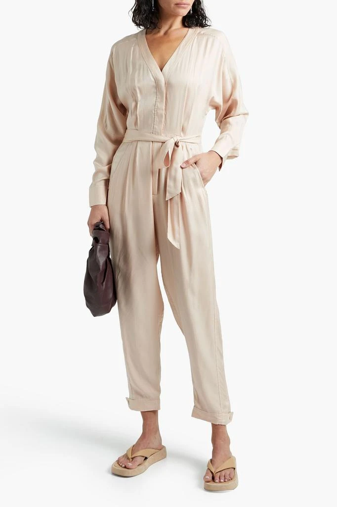 商品Equipment|Pommine belted pleated satin jumpsuit,价格¥611,第4张图片详细描述