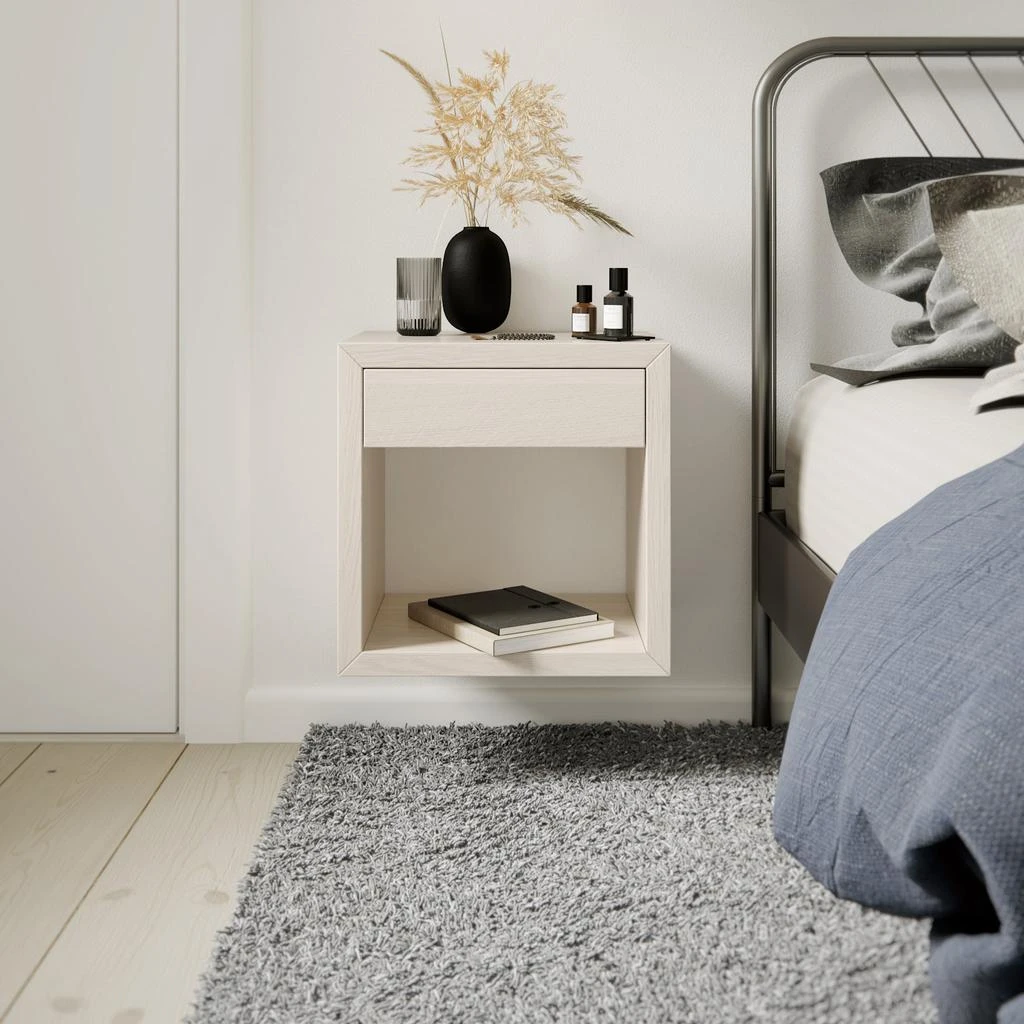 商品Woodek Design|Floating White Solid Wood Nightstand / HUGO,价格¥1621,第1张图片