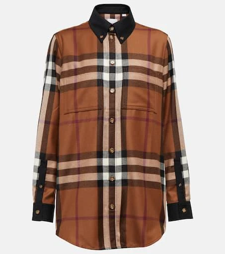 商品Burberry|格纹羊毛法兰绒衬衫,价格¥7506,第1张图片