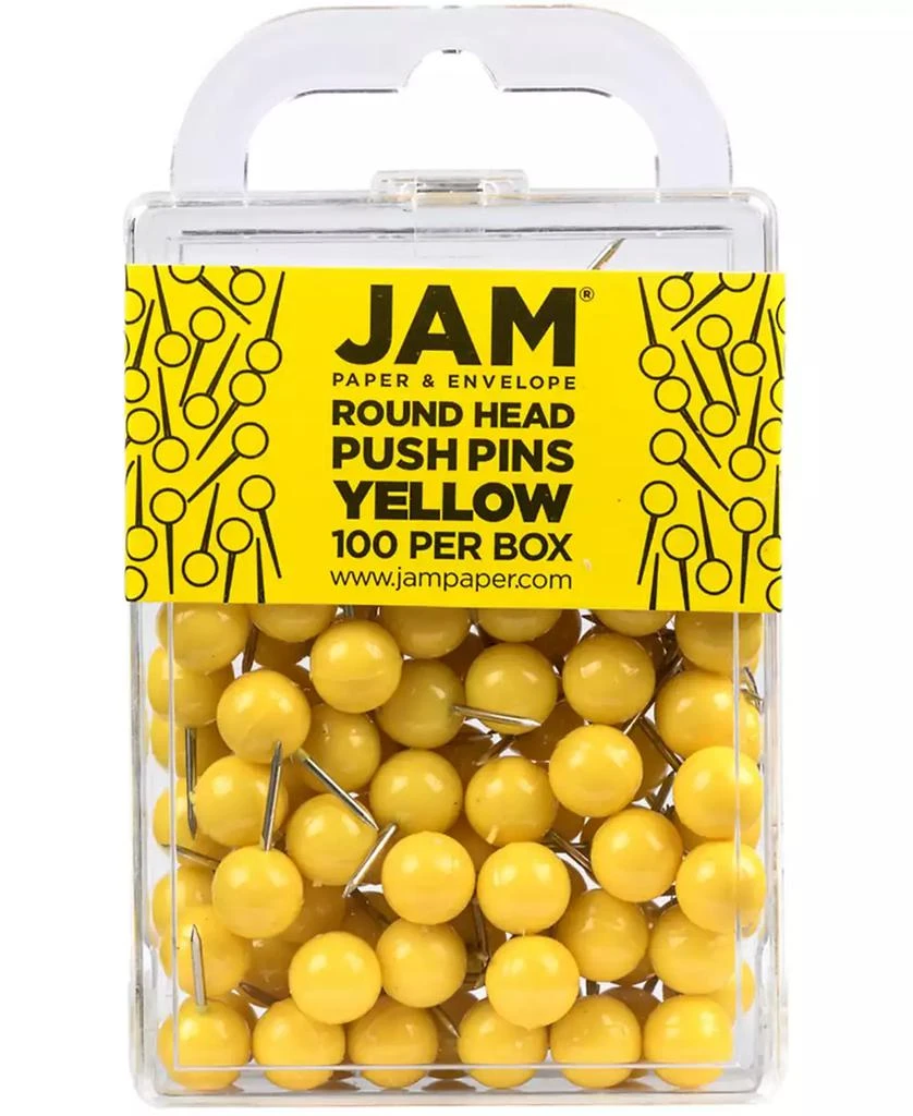 商品JAM Paper|Colorful Push Pins - Round Head Map Thumb Tacks Pushpins - 100 Per Pack,价格¥90,第1张图片