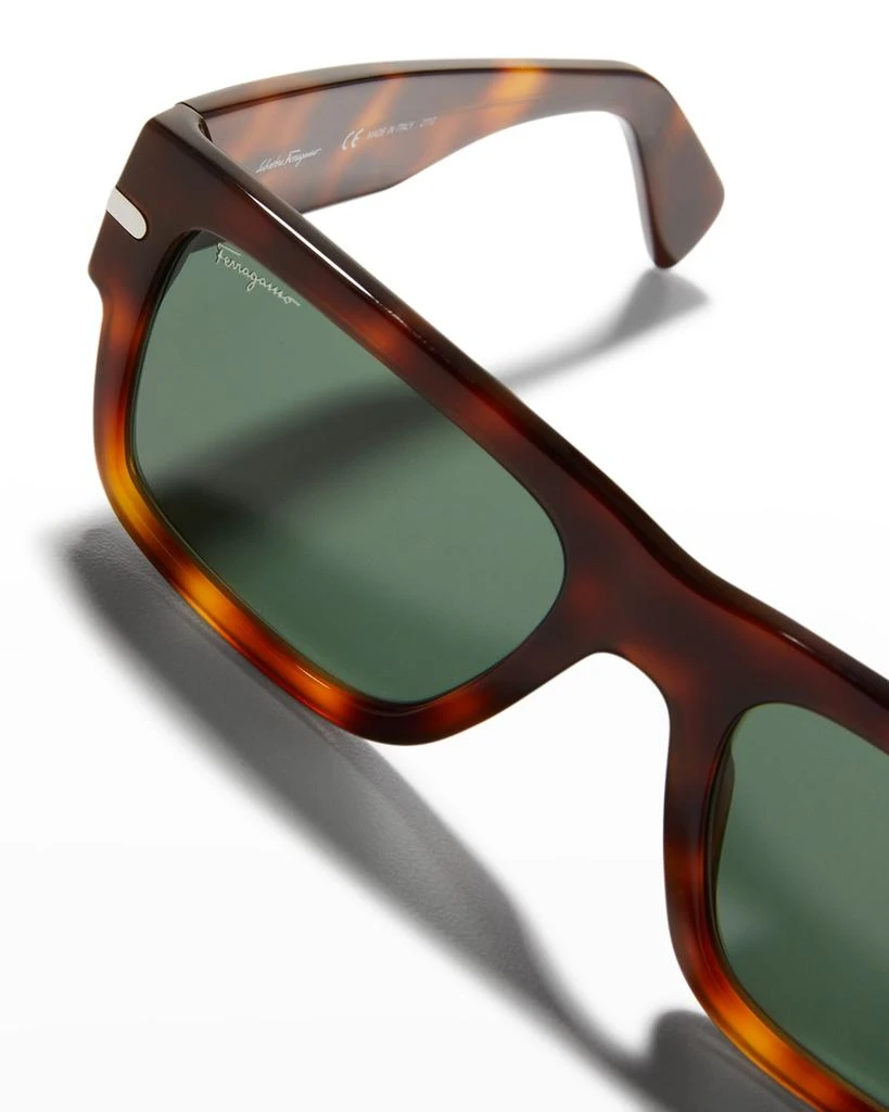 商品Salvatore Ferragamo|Men's Classic Logo Thick Temple Rectangle Sunglasses,价格¥2577,第5张图片详细描述