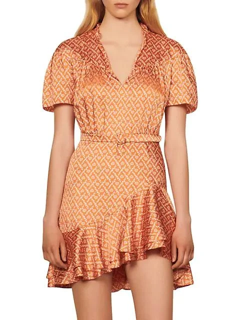 商品Sandro|Suzen Ruffled Heart Mini Dress,价格¥1376,第3张图片详细描述