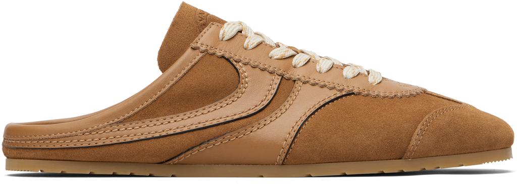 Sneakers mule in pelle scamosciata marrone image 2