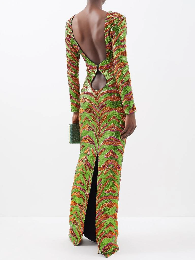 商品Halpern|Tiger-print backless sequinned gown,价格¥3099,第2张图片详细描述