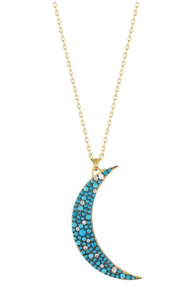 商品CHLOE AND MADISON|14K Gold Plated Sterling Silver & CZ Moon Pendant Necklace,价格¥578,第1张图片