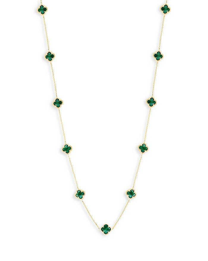 商品Bloomingdale's|Malachite Clover Station Necklace in 14K Yellow Gold, 20",价格¥31389,第1张图片