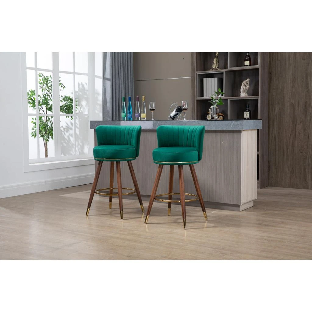 商品Simplie Fun|Counter Height Bar Stools Set of 2 for Kitchen Counter Solid Wood Legs,价格¥2895,第2张图片详细描述