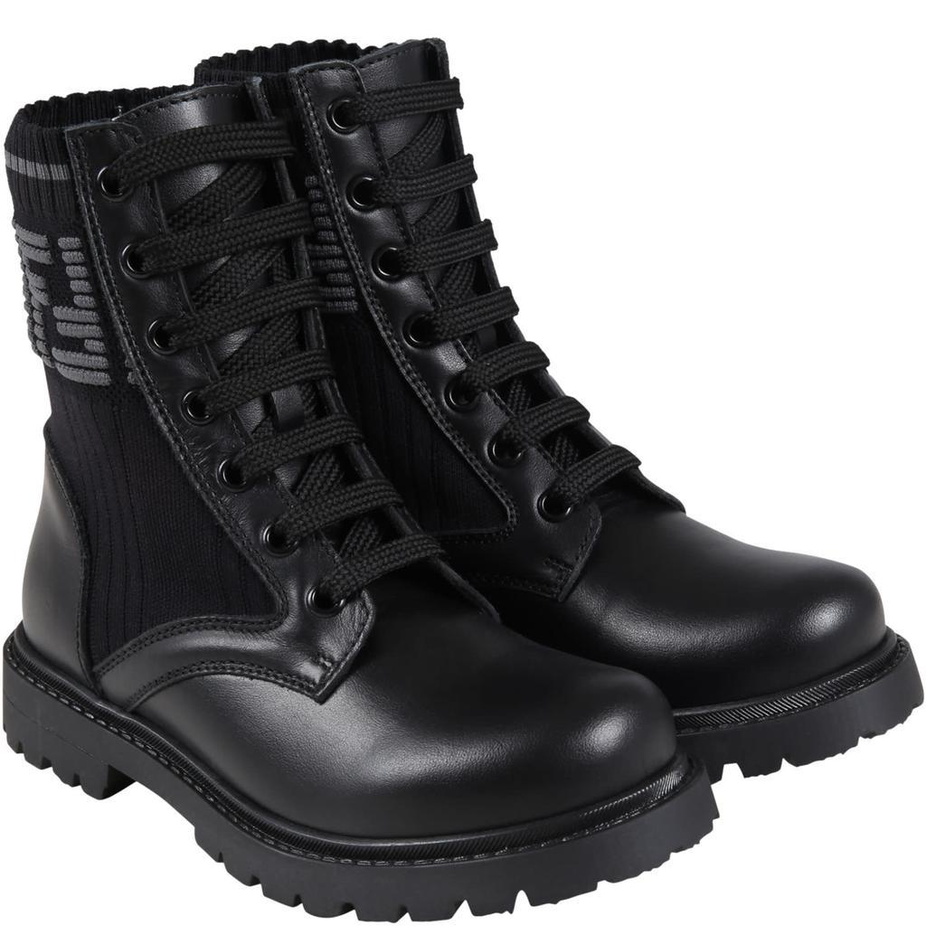 商品Fendi|Fendi Black Boots For Kids With Double Gray Ff,价格¥3439,第5张图片详细描述