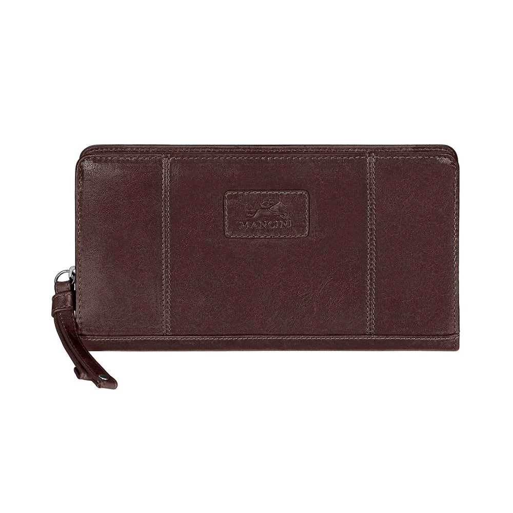 商品Mancini Leather Goods|Casablanca Collection RFID Secure Ladies Zippered Clutch Wallet,价格¥734,第1张图片