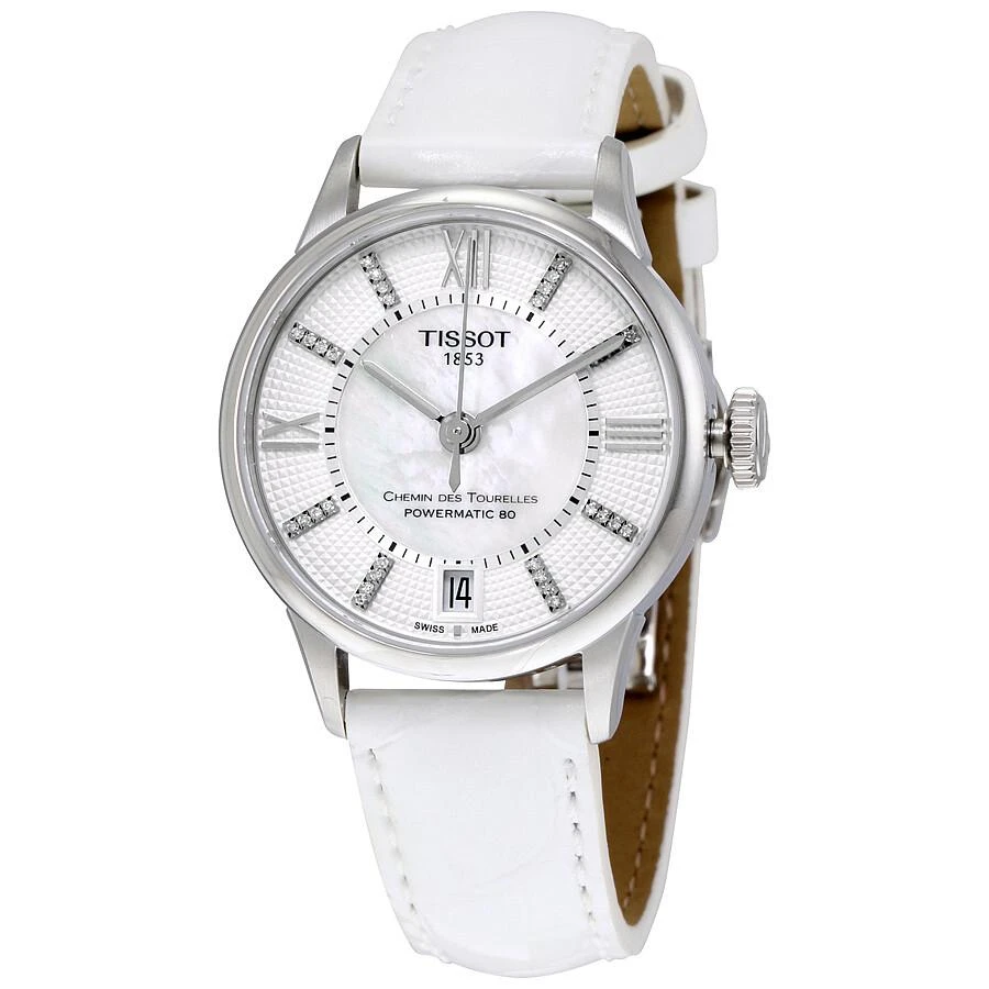 商品Tissot|女士机械手表Powermatic 80机芯 白色真皮表带 T099.207.16.116.00,价格¥2403,第1张图片