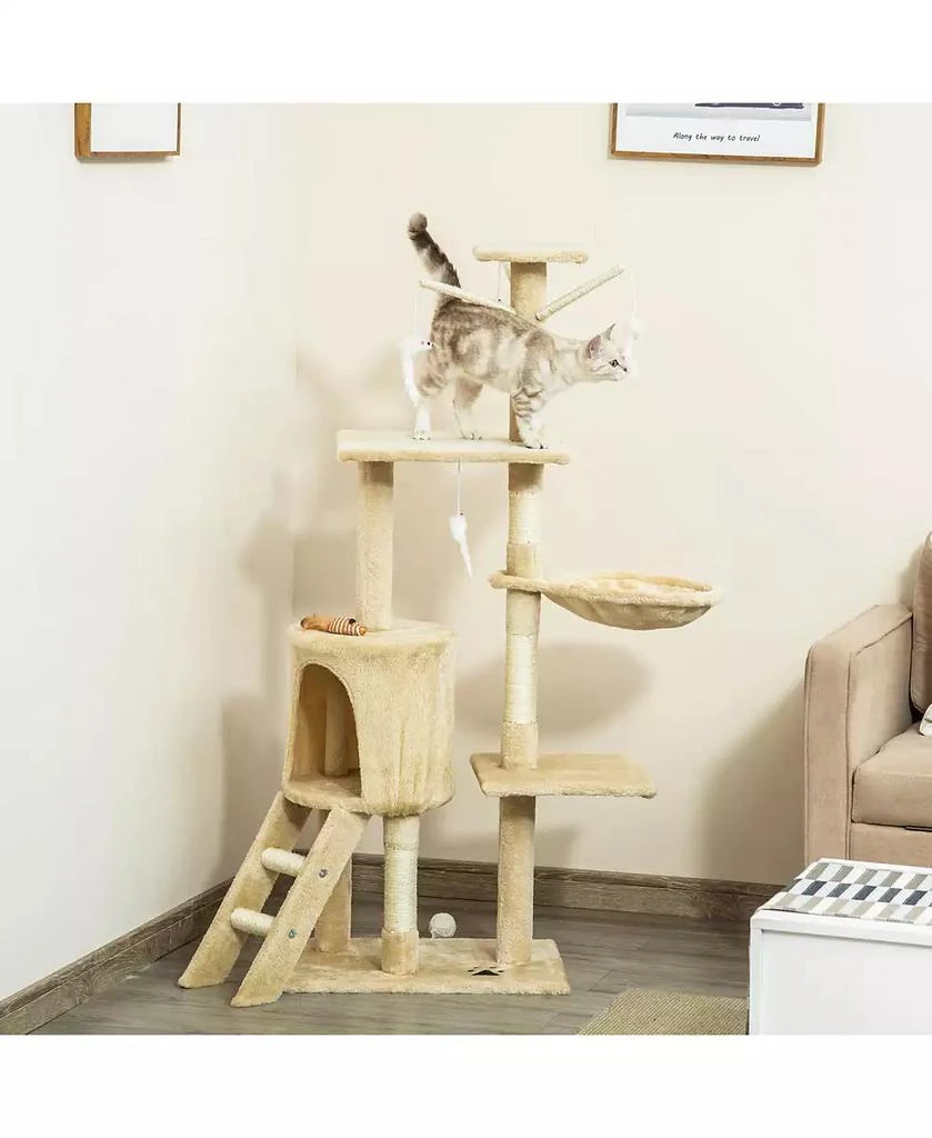 商品PawHut|53" Cat Tree Activity Center Climbing Condo Scratcher w/ Toys,价格¥455,第2张图片详细描述