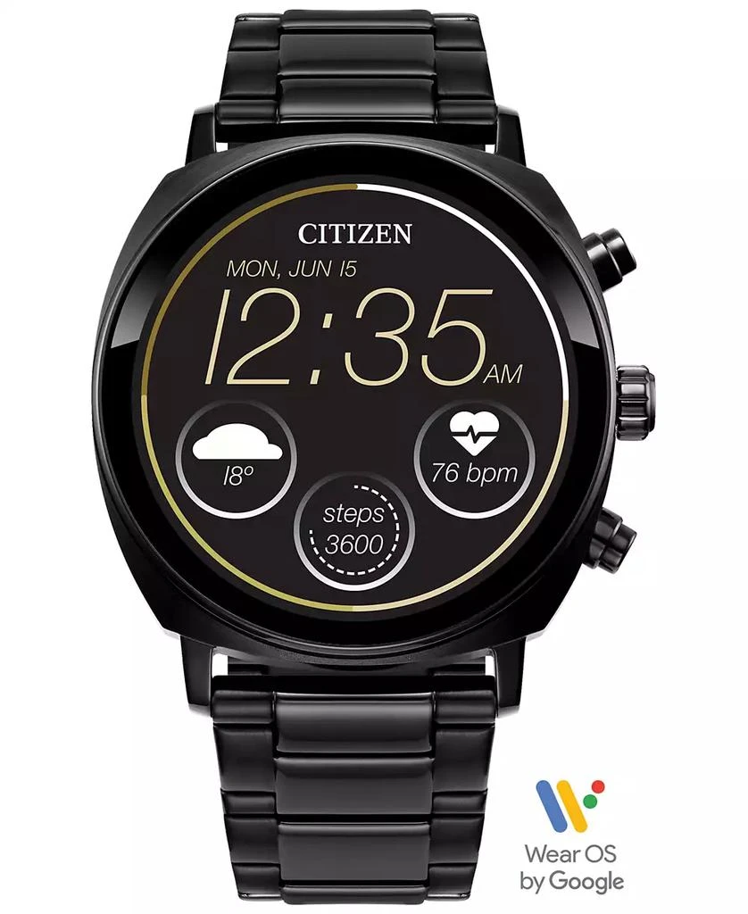 商品Citizen|Unisex CZ Smart Wear OS Black-Tone Stainless Steel Bracelet Smart Watch 41mm,价格¥1552,第1张图片