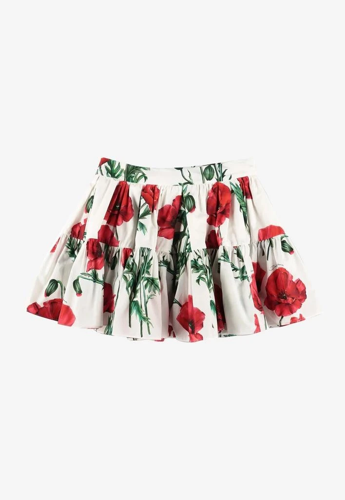 商品Dolce & Gabbana|Girls Poppy Print Flared Skirt,价格¥2104,第1张图片