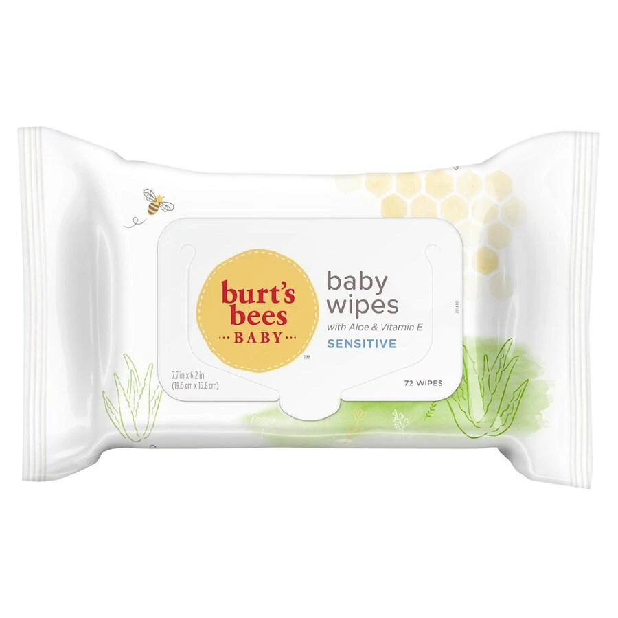 商品Burt's Bees|Baby Wipes for Sensitive Skin with Aloe and Vitamin E Fragrance-Free,价格¥42,第1张图片