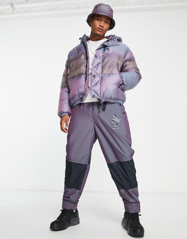 Armani Exchange reversible puffer coat in purple商品第3张图片规格展示