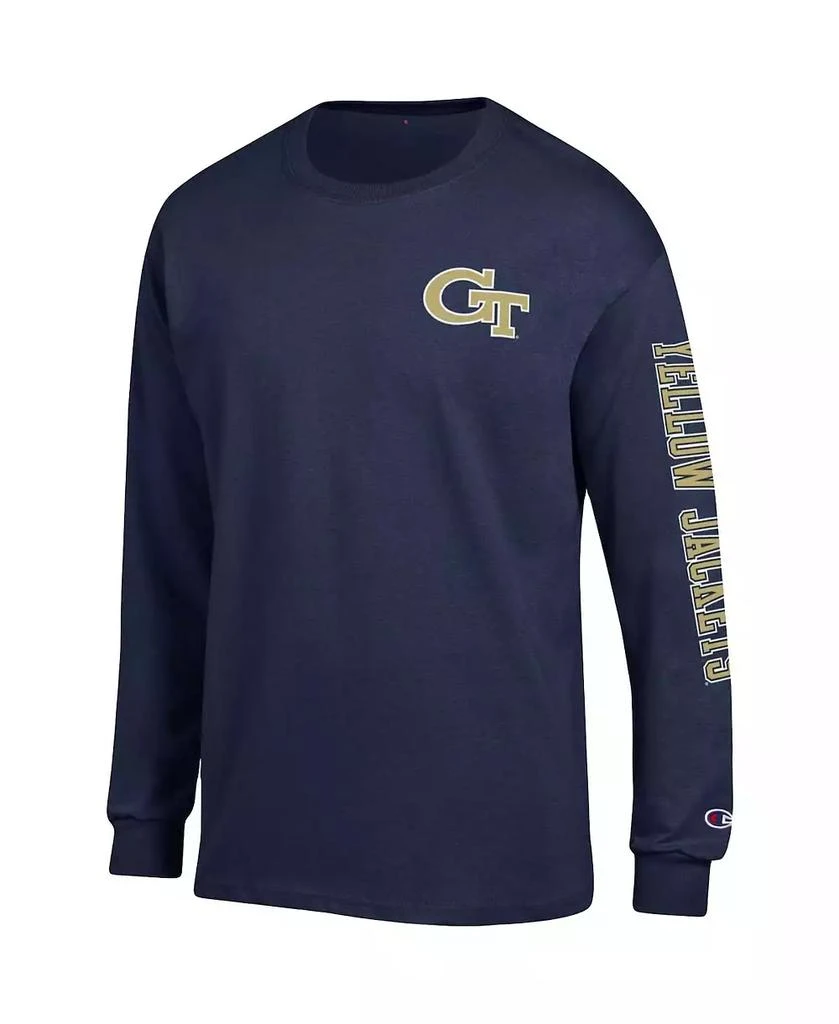 商品CHAMPION|Men's Navy Georgia Tech Yellow Jackets Team Stack Long Sleeve T-shirt,价格¥225,第3张图片详细描述