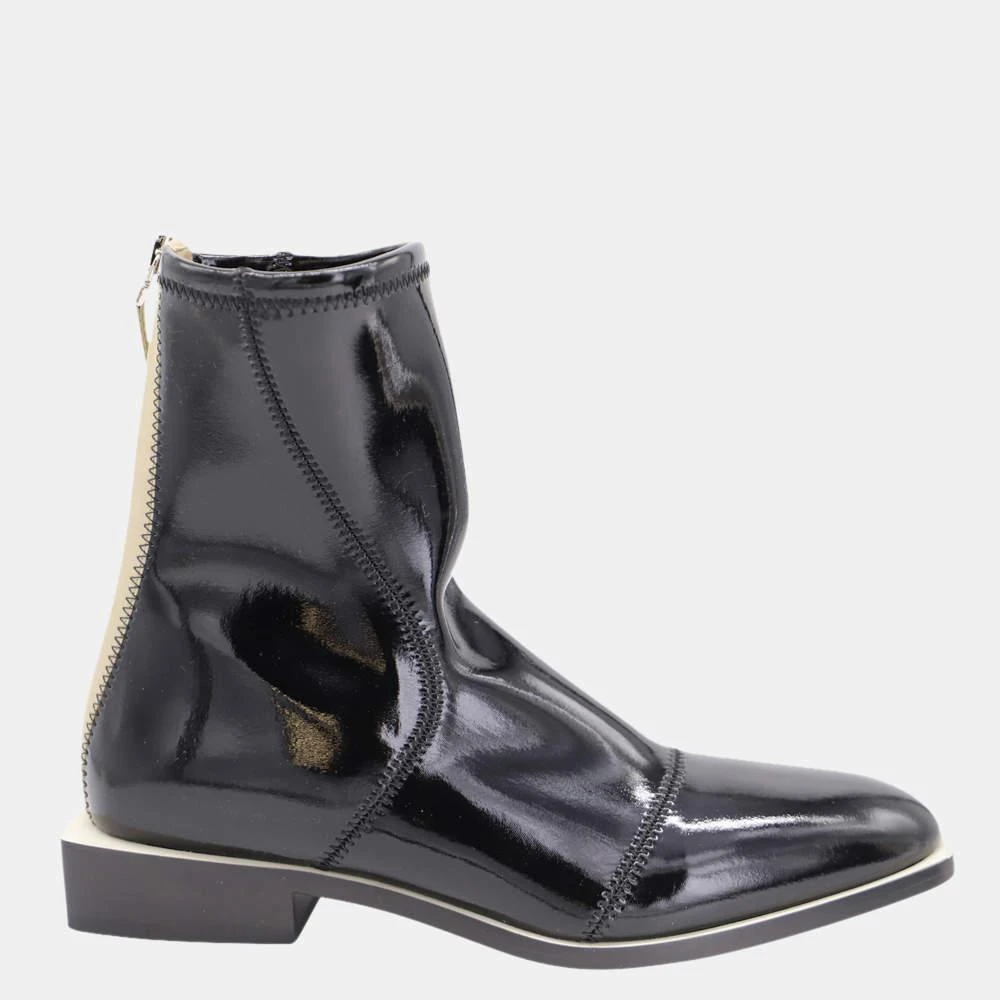 商品[二手商品] Fendi|Fendi Black Nylon FFrame Square Toe Ankle Boots Size EU 39,价格¥5463,第1张图片