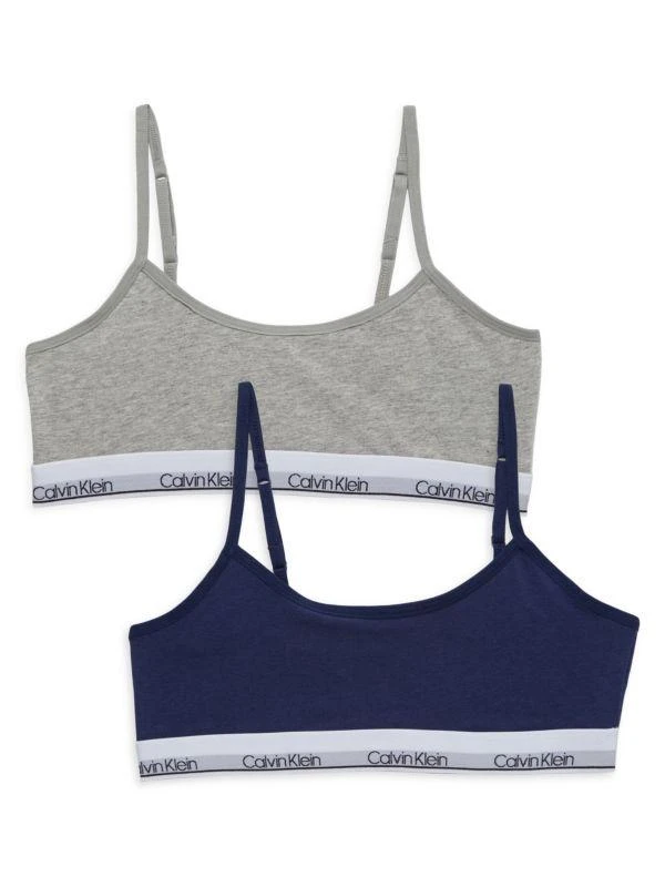 商品Calvin Klein|女孩 2 件装弹力棉质徽标文胸,价格¥81,第1张图片