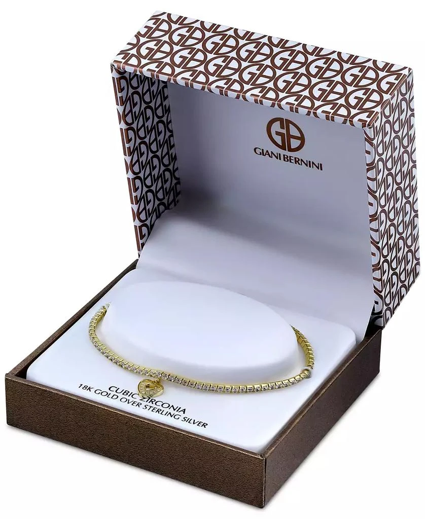 商品Giani Bernini|Cubic Zirconia Heart Charm Tennis Bracelet in 18k Gold-Plated Sterling Silver, Created for Macy's,价格¥334,第3张图片详细描述