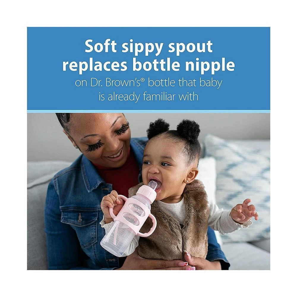 商品Dr. Browns|Narrow Sippy Baby Bottle with 100% Silicone Handles, 8oz, Pink,价格¥121,第3张图片详细描述