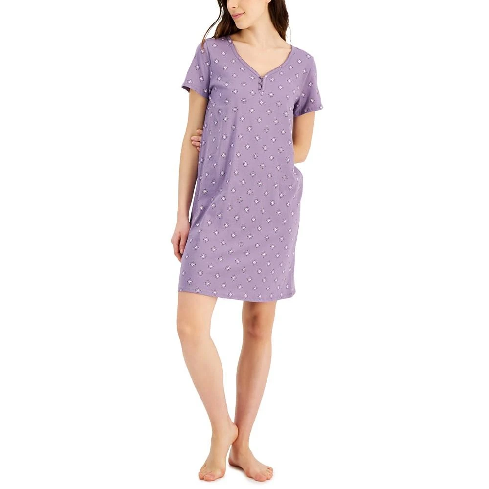 商品Charter Club|Women's Short Sleeve Cotton Essentials Chemise Nightgown, Created for Macy's,价格¥90,第1张图片