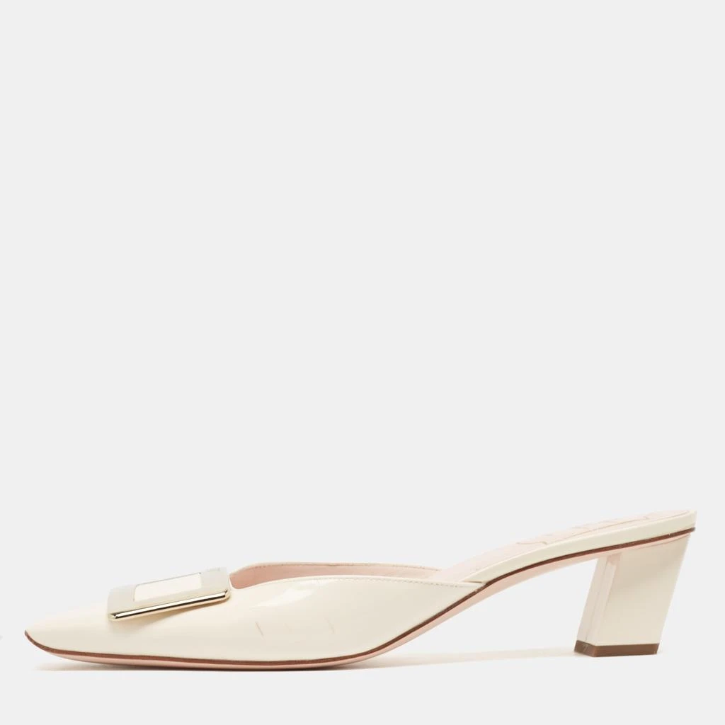 商品[二手商品] Roger Vivier|Roger Vivier Cream Patent Leather Belle Vivier  Mules Size 39,价格¥3809,第1张图片