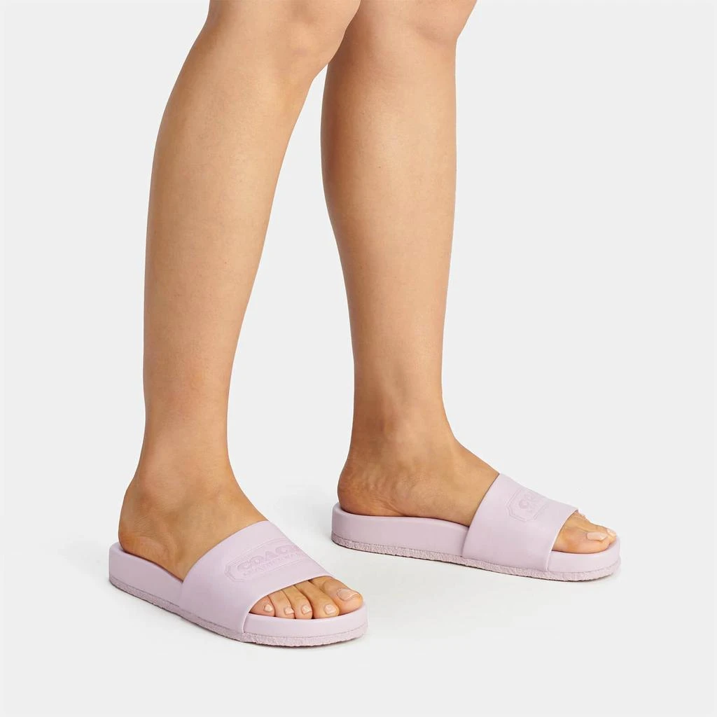 商品Coach|Coach Women's Alexis Leather Slide Sandals - Violet,价格¥388,第1张图片
