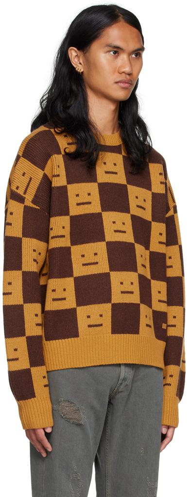 Orange & Brown Checkered Sweater商品第2张图片规格展示