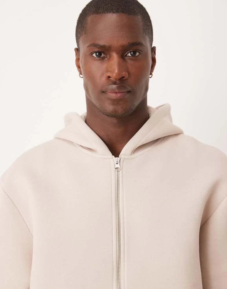 商品ASOS|ASOS DESIGN boxy oversized heavyweight scuba zip through hoodie in beige,价格¥417,第2张图片详细描述