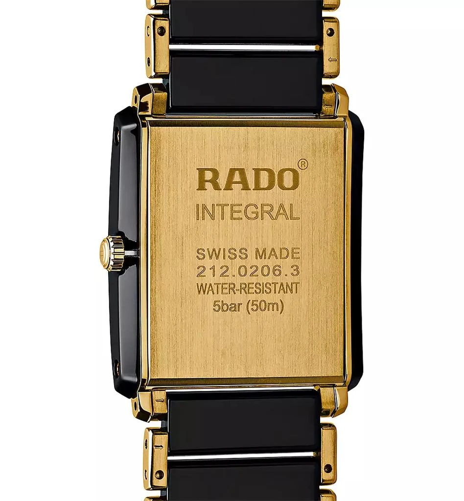 商品Rado|Unisex Swiss Integral Diamond Accent Black Ceramic & Gold-Tone Stainless Steel Bracelet Watch 31x41mm R20204712,价格¥19368,第4张图片详细描述