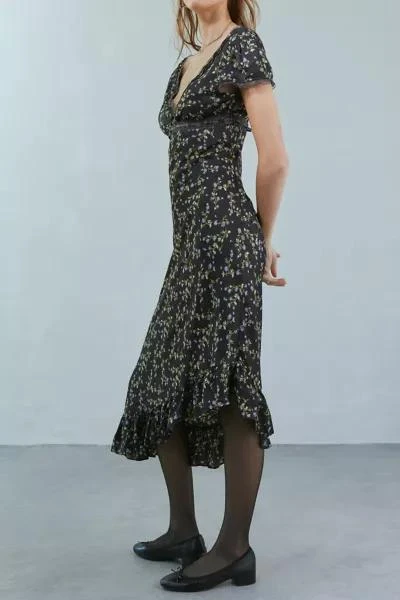 商品Kimchi Blue|Kimchi Blue Cora Lace Trim Printed Asymmetrical Midi Dress,价格¥227,第3张图片详细描述