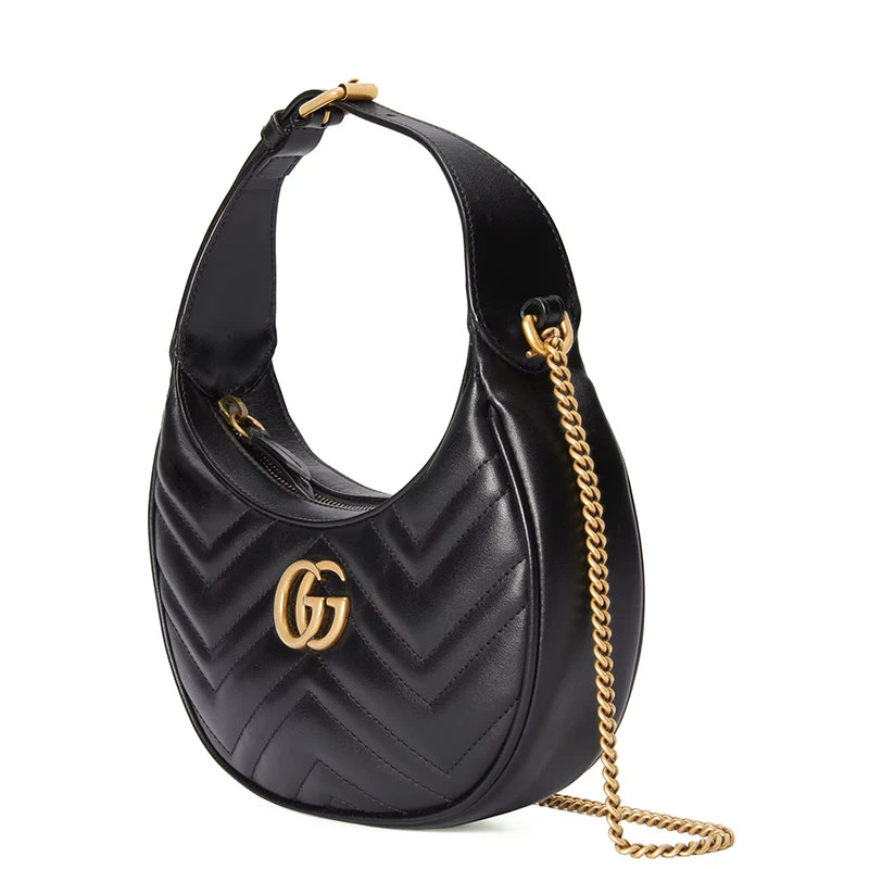 商品Gucci|【预售3-7天】GUCCI/古驰 Marmont系列 女士黑色绗缝皮革金扣金链单肩斜挎手提链条包699514DTDHT1000,价格¥11081,第4张图片详细描述
