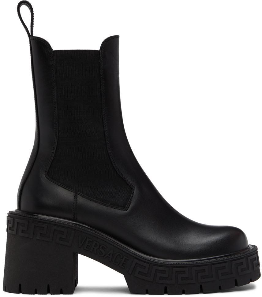 商品Versace|Black Greca Chelsea Boots,价格¥4919,第1张图片