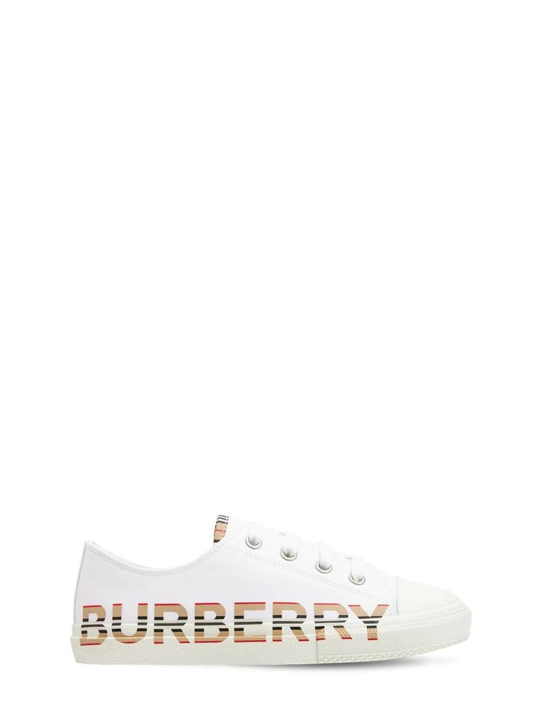 商品Burberry|Icon Stripe Logo Cotton Lace-up Sneakers,价格¥2227,第1张图片