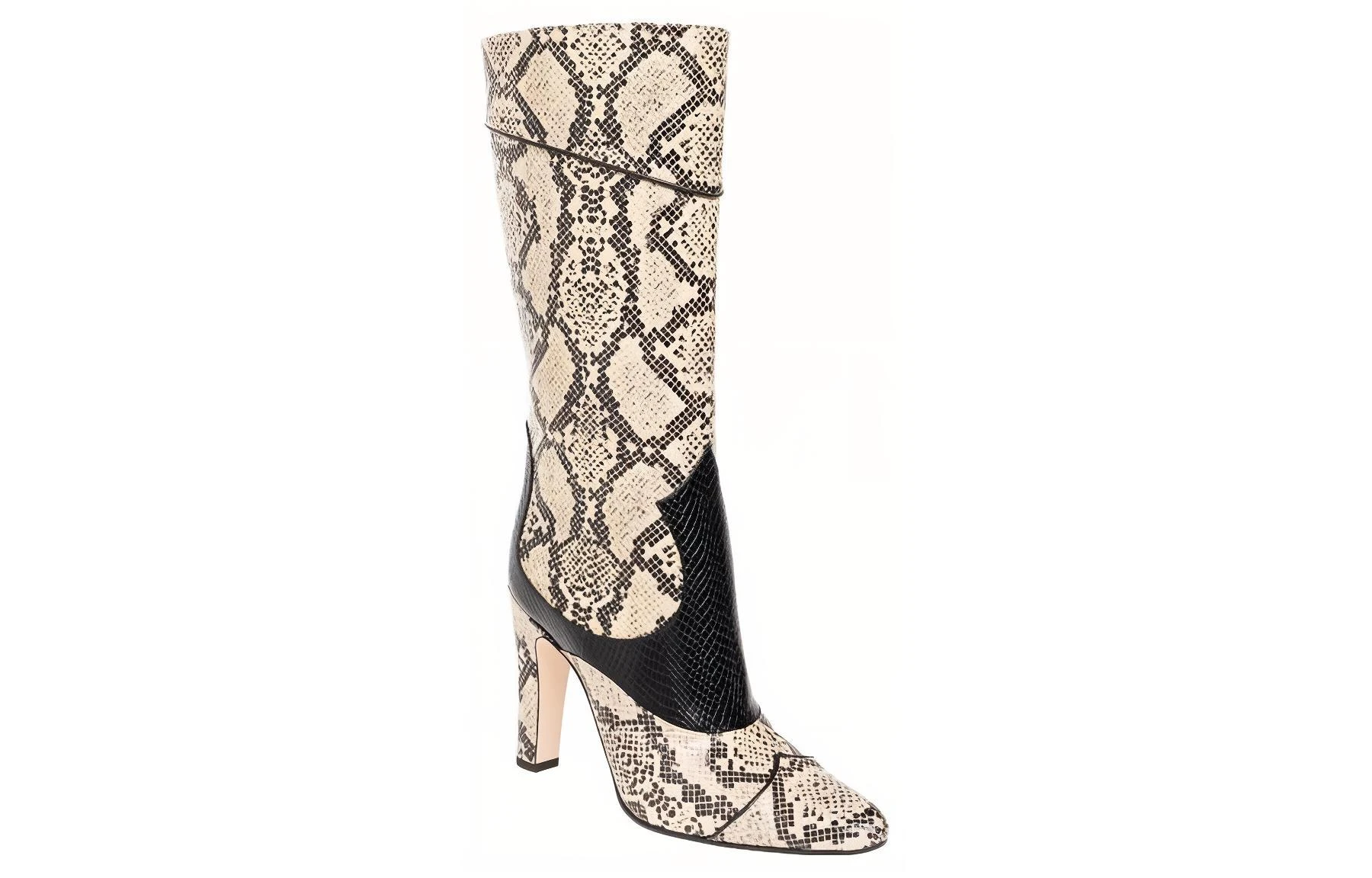 商品[国内直发] Gucci|古驰 皮革 蟒纹纹 高筒靴 8.6cm 女款 棕色,价格¥3980,第5张图片详细描述