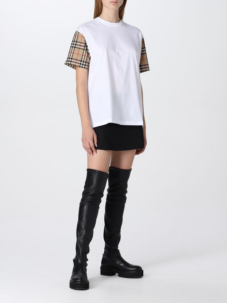 Burberry oversize cotton t-shirt with check sleeves商品第2张图片规格展示