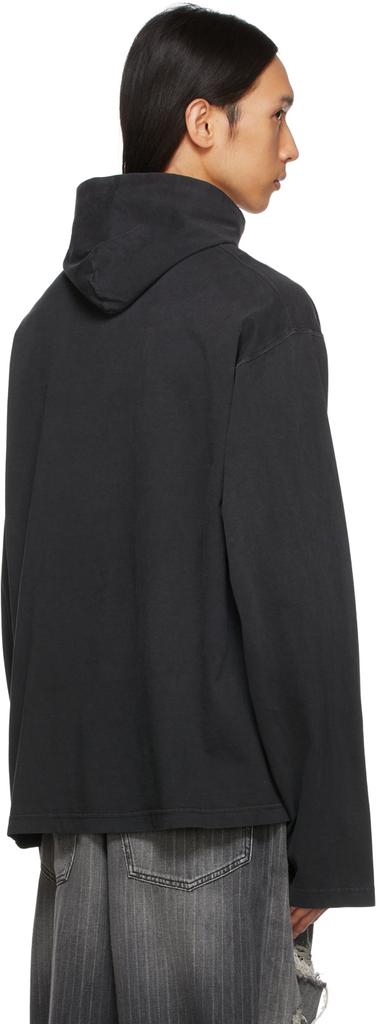 Black College Hooded Long Sleeve T-Shirt商品第3张图片规格展示
