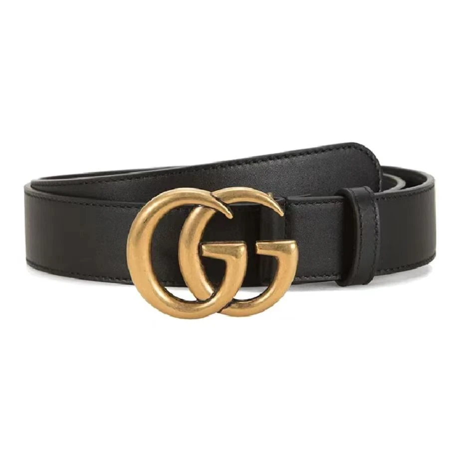 商品[国内直发] Gucci|GUCCI古驰双G平滑扣腰带黑色3cm微瑕,价格¥2590,第1张图片