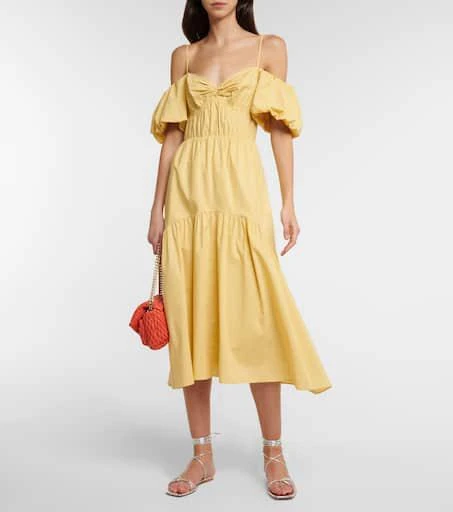 商品Vince|Puff-sleeve cotton midi dress,价格¥2023,第2张图片详细描述