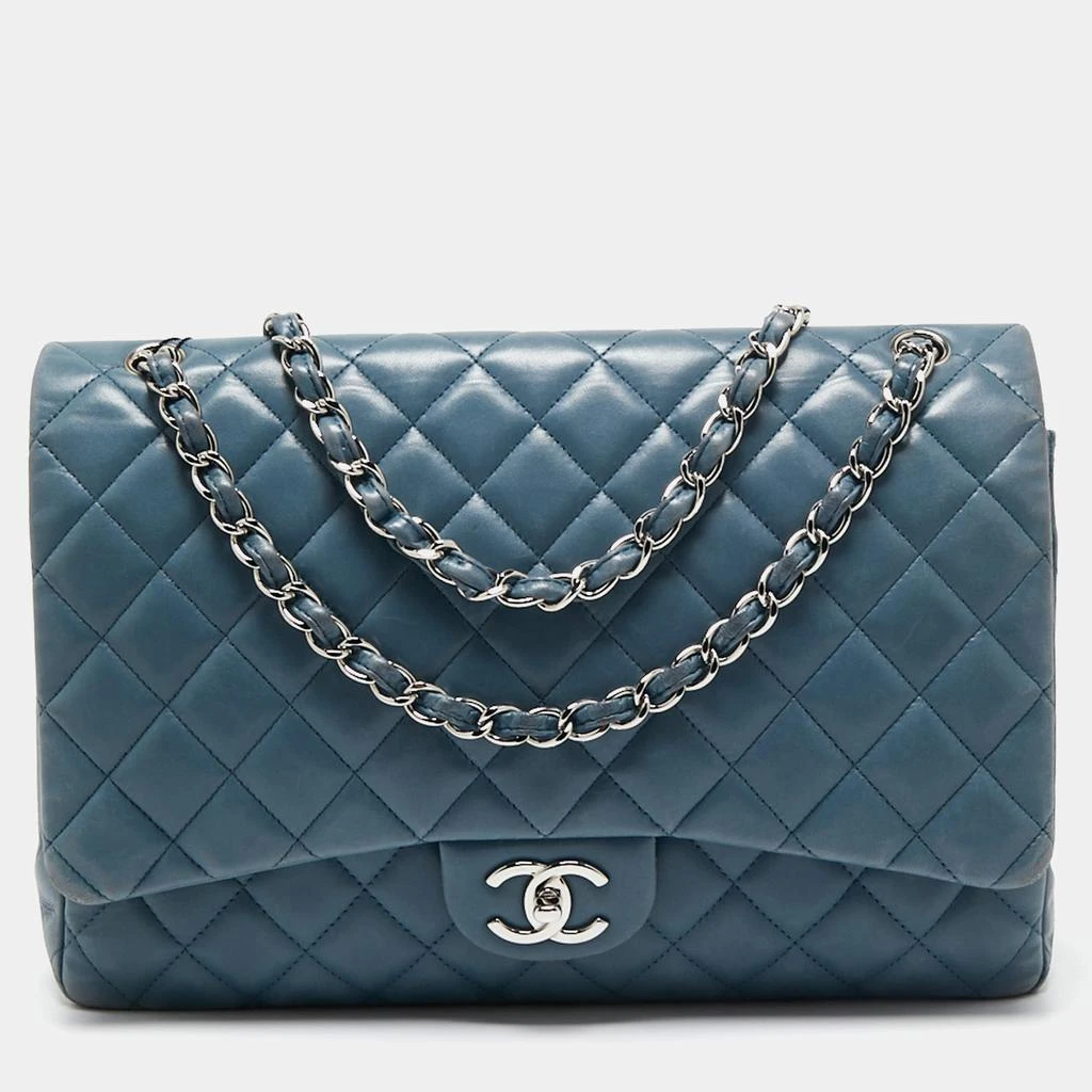商品[二手商品] Chanel|Chanel Blue Quilted Caviar Leather Maxi Classic Double Flap Bag,价格¥22871,第1张图片