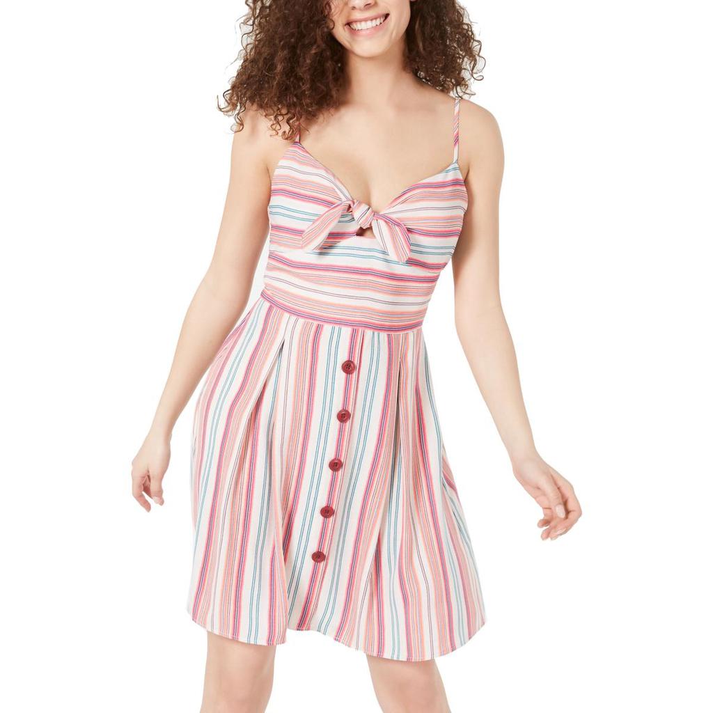 Teeze Me Womens Juniors Striped Button-Down Shift Dress商品第1张图片规格展示