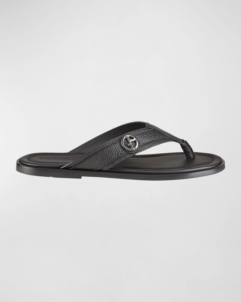 商品Giorgio Armani|Men's Logo Leather Thong Sandals,价格¥4441,第3张图片详细描述