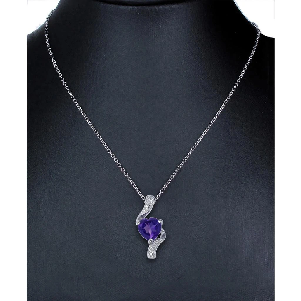 商品Vir Jewels|0.70 cttw Purple Amethyst Pendant Necklace .925 Sterling Silver 6 MM Heart,价格¥322,第4张图片详细描述