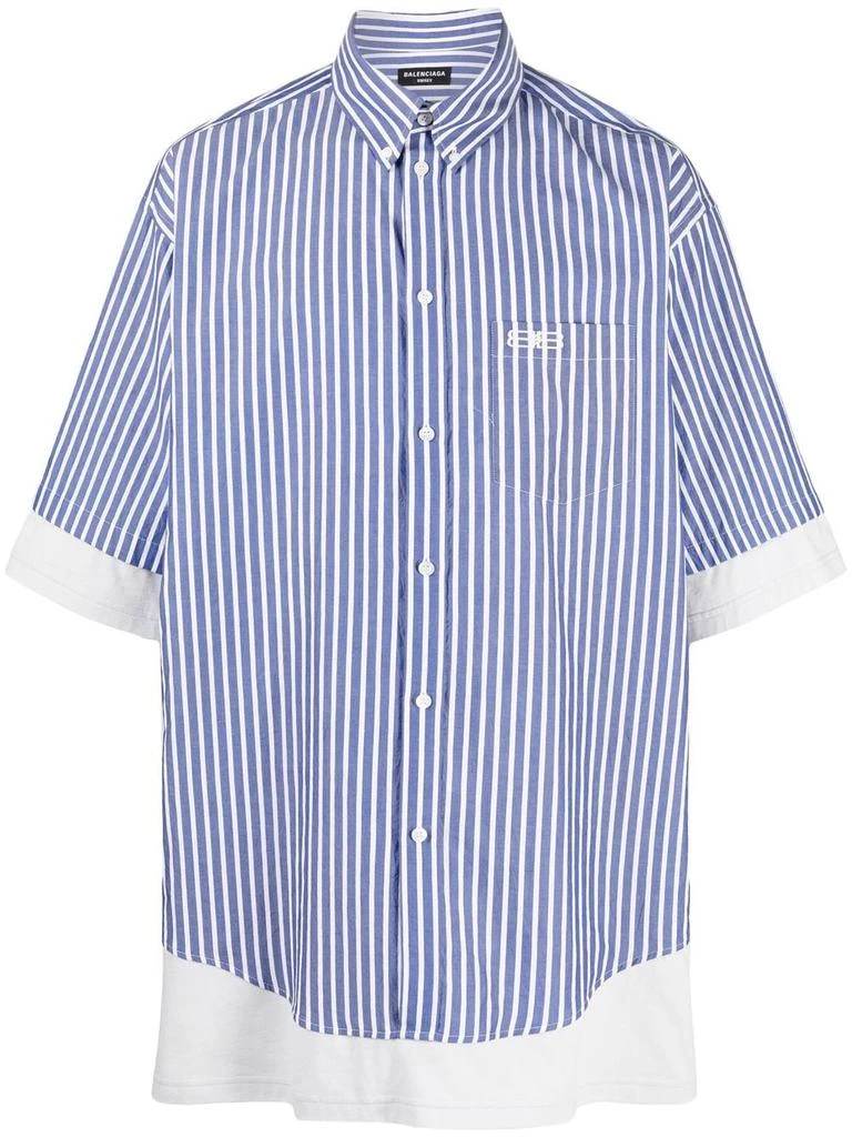 商品Balenciaga|BALENCIAGA Layered Shirt Blue/White,价格¥7166,第1张图片